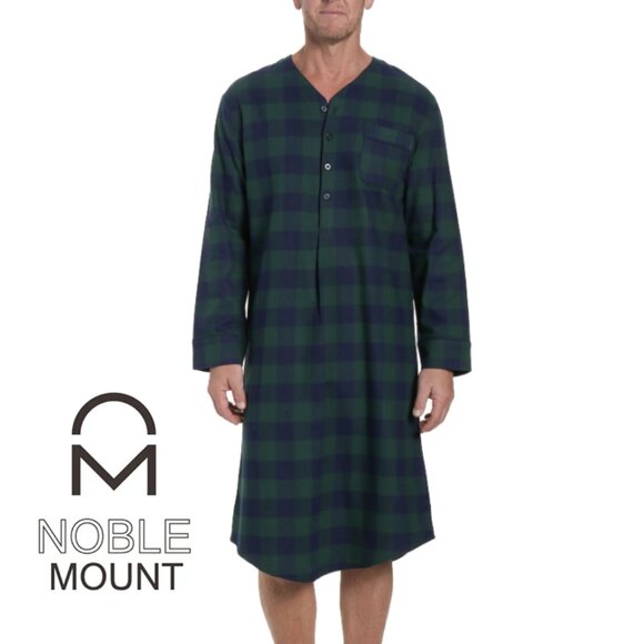 Noble Mount Mens Nightshirt - 100% Cotton Flannel Mens Nightshirts for Sleeping - Picture 1 of 4